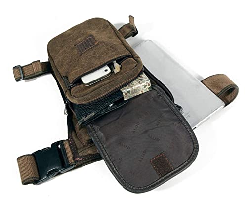 Canvas Drop Leg Bag Outdoor Waist Pack for Men Women Tactical Military Motorcycle Bike Cycling Multi-Pocket Waist Fanny Pouch Travel Hiking Climbing Thigh Bag Pocket - color: Brown