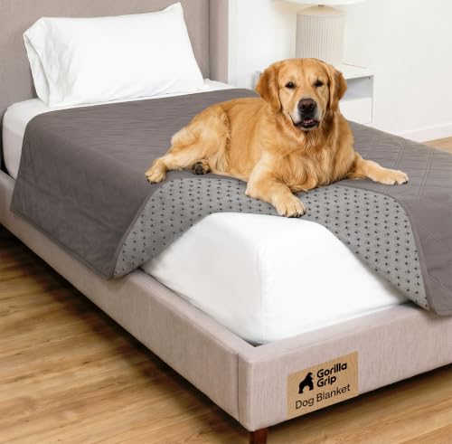 GORILLA GRIP® Waterproof Dog Blanket, 82x52, Leakproof Couch Cover for Dogs, Silicone Grip Backing, Protects Sofa, Sectional, Bed, Crate, Car & RV, Tear-Resistant Washable Senior Pet Blanket, Charcoal - color: Charcoal, size: 52" X 82"