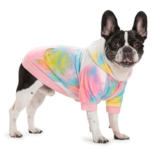 French Bulldog Clothes Dog Hoodie Sweatshirts with Pockets for Small Dogs Puppy Chihuahua Coat Clothing Pet Cat Hoodie Fleece Dog Sweaters Costume - color: Pink+White, size: XS