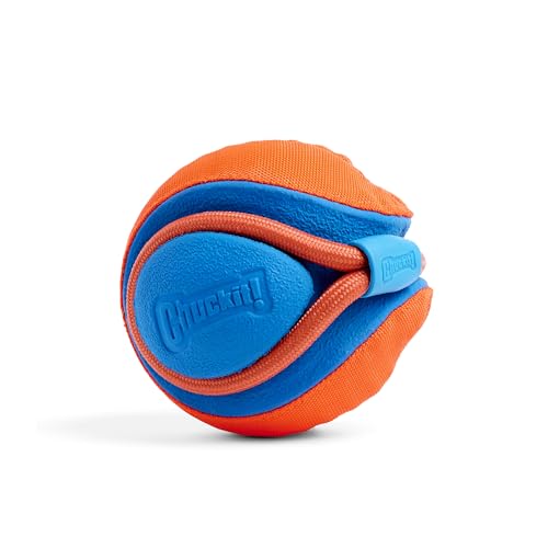 Chuckit! Rope Fetch Dog Toy - Ball on Rope Fetch and Tug-of-War Toy for Dogs - Durable EVA Rubber Construction - 5.5-inch Diameter - 18-inch Rοpe - Orange and Blue - size: One Size