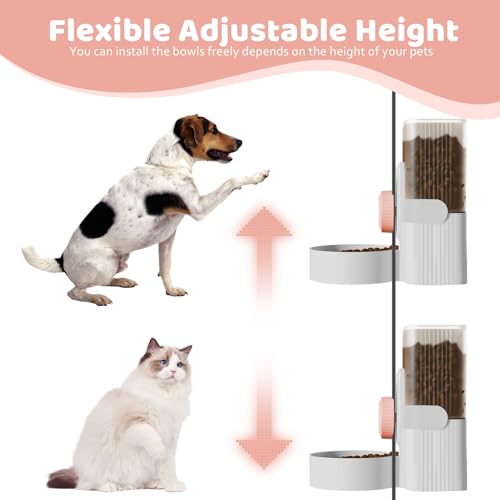 Hanging Cage Automatic Small Pet Food Bowl Water Bottle Dispenser, 1L Auto Gravity Pet Feeder and Waterer Set Kennel Feeding Station Crate Feeder Dish for Rabbit Puppy Cats Ferret (Pink) - color: Pink