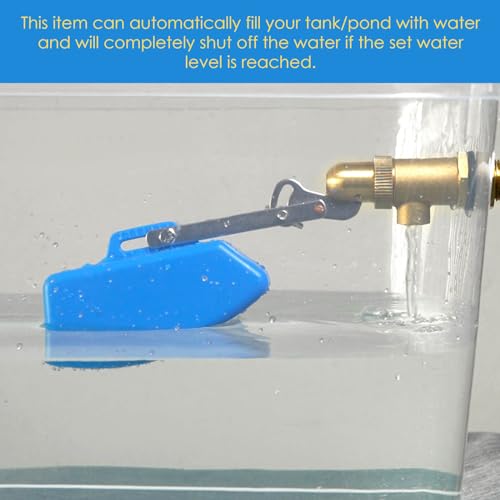 Brass Float Valve 3/4 Inch, Livestock Water Tank Float Valve Switch Brass Float Ball Valve Shut Off Pool Auto Fill Valve for Automatic Waterer - style: 3/4" Blue