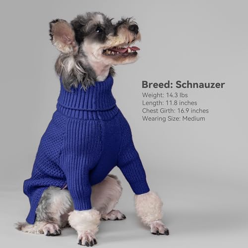 cyeollo Dog Sweater Pullover Turtleneck for Dogs, Classic Knitwear Fall Winter Cold Weather Doggie Clothes Warm Pet Apparel Small Medium Large Dog Sweaters, Royal Blue S - color: Blue, size: Small