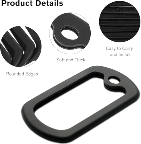 Military Black Dog Tag Silencers 5-Pack, Silicone Noise-Reducing Case, Engraved Dog Tag Holder, Military ID Protector Preventing Noise and Scratches (Black-B)