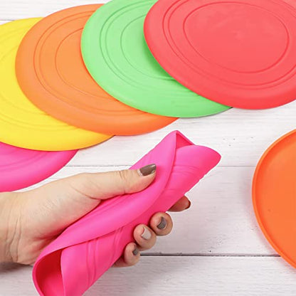 Chivao 15 Pack Dog Flying Disc Silicone Puppy Flyer Toy Soft Dog Floating Saucer Indestructible React Faster Training Interactive Toys for Small Medium Puppy Outdoor Sport, 5 Colors