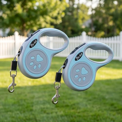 2Pack Retractable Dog Leash for Small Medium Dogs One-Click Brake & Lock Anti-Slip Ergonomic Handle 360° Tangle-Free Zinc Alloy Hook Durable ABS Casing-9.84feet Blue - color: Blue, size: 2