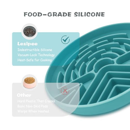 Lesipee Slow Feeder Dog Bowl for Large & Small Pets, Anti Choking Puzzle Dog Food Lick Mat with Non-Slip Base, Interactive Pet Slow Eating, Silicone Licking Mat Cat Feeding Bowl for Puppies & Cats - color: Blue