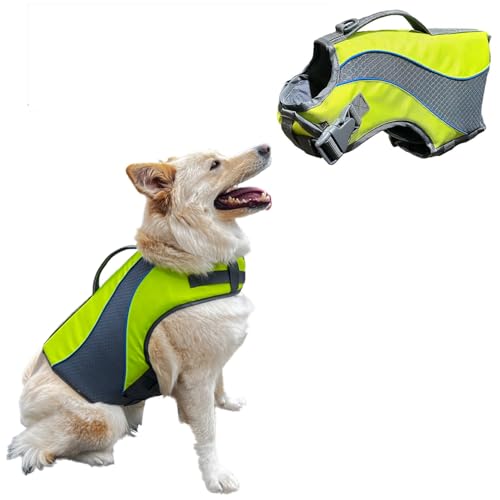 KONG HydroPro Dog Flotation Life Jacket Vest, Swimming Float Aid with Safety Handle, Adjustable Comfortable Durable Preserver High Buoyancy Coat (Large) - size: Large
