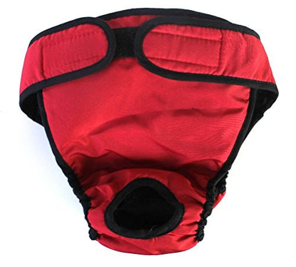 Dog Diaper Reusable Washable Female Girl for Medium & Large Big Dog Breeds Size L, XL, XXL (Large: Waist 20" - 24", Red) - color: Red, size: LARGE: Waist 20" - 24"