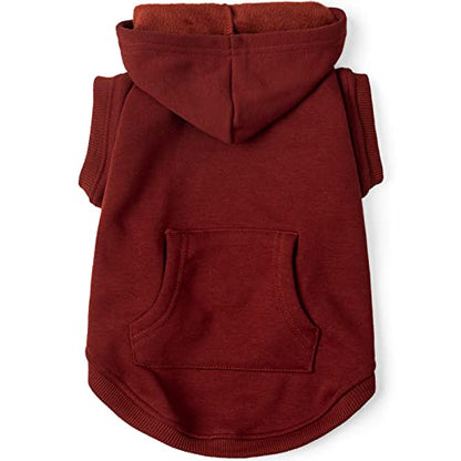 Koneseve Dog Hoodie Fleece Puppy Clothes Warm Sweater with Hat for Small Dogs Cat Hooded Shirt Kitten Pet Basic Hoodies Sweatshirt with Pocket Doggie Soft Winter Coat Apparel (Red; S) - color: Red, size: S-(2~7lb) | Chest(~13")