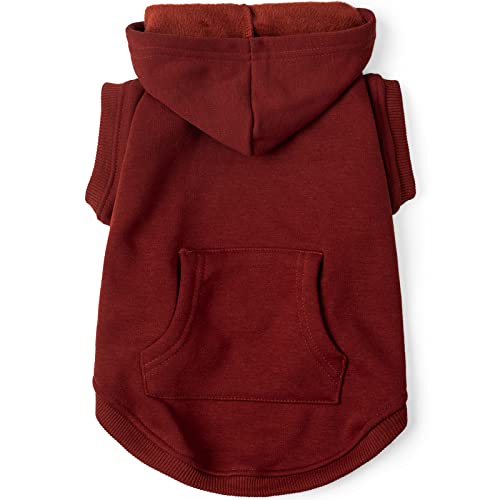 Koneseve Dog Hoodie Fleece Puppy Clothes Warm Sweater with Hat for Small Dogs Cat Hooded Shirt Kitten Pet Basic Hoodies Sweatshirt with Pocket Doggie Soft Winter Coat Apparel (Red; S) - color: Red, size: S-(2~7lb) | Chest(~13")