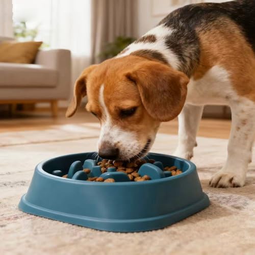 Slow Feeder Dog Bowl — Stop Bloat & Choking, Anti-Gulping Puzzle Dog Food Bowl for Fast Eaters, Non-Slip Maze Dish Slows Eating by 10x, Dishwasher Safe BPA-Free PP, 2 Cup for Medium Large Dogs
