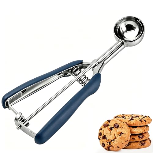 JUNADAEL J Small Cookie Scoop 1 Tbsp, Size #60 Cookie Scoop for Baking, Cookie Dough Scoop, Ice Cram Scoop, Blue Handle, Non-Slip, For Making Cookies Muffin Cupcake Pancake Ice Cream Meatball - color: Dusty Blue, size: #60 - 1 Tbsp