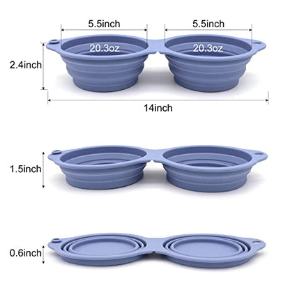 SLSON Collapsible Dog Bowls,Integrated Molding Dog Double Bowl No Plastic Rim 2 in 1 Foldable Pet Food & Water Bowl Cat Feeder Dish for Walking,Hiking,Camping (Taro Purple) - color: Taro Purple