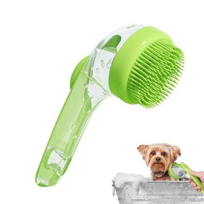 Dog Bath Brush – Shampoo Scrubber, Built-In Soap Dispenser Tool, Gentle Silicone Massage Design, Effective Washer, Easy Grip Cleaning Accessory | Dog bathing time, long haired puppy wash
