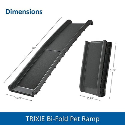 Trixie Folding Pet Ramp, Black | Folding Dog Ramp with High Traction Surface, Ideal for Cars and SUVs, Foldable, Easy to Store and Clean - color: Bi-fold Ramp