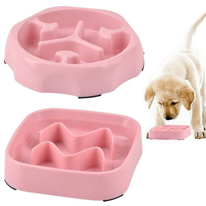 2 Pack Slow Feeder Bowls - Small Breed, Pink Silicone, Slow Down Eating Speed for Medium Small Breed Dogs & Cats