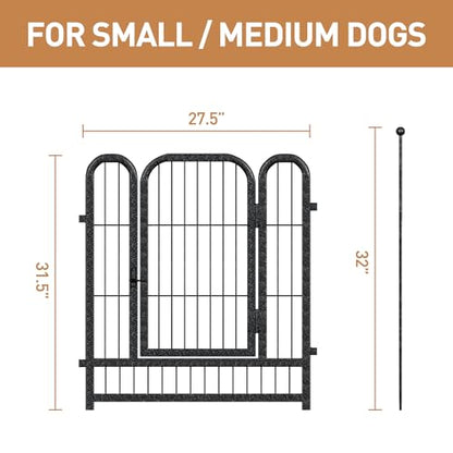 Metal Dog Playpen, 32" Inch Height 32Panels, Ideal Dog Fence for Large/Medium/Small Dogs Indoor & Outdoor Bliss, Perfect Dog Pen for Camping, Yard and RV | Black-Silver - size: 32"High, style: 32 Panels