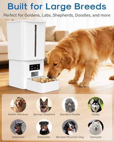 15L/63 Cups Automatic Dog Feeder for Large Breeds: Feeds for 18–25 Days - Anti-Clog Design for 2–23mm Kibble - 5G WiFi Auto Dog Food Dispenser with HD Camera and Timer for Busy Pet Parents