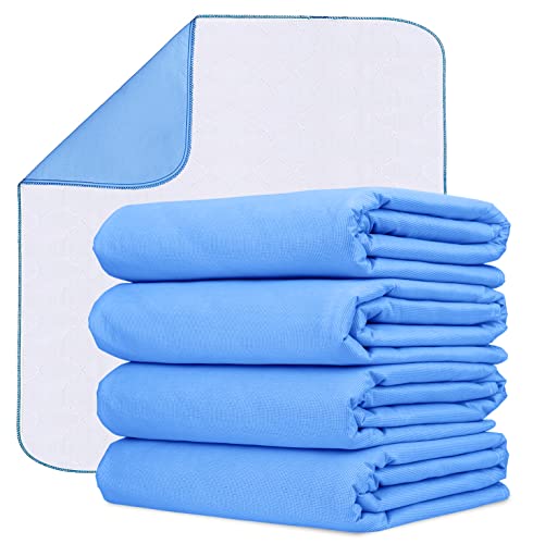 Incontinence Bed Pads Washable Waterproof 34x36 Inches Pack of 4 - Washable Pee Pads for Beds for Incontinence Adults, Kids & Pets - Waterproof Pad, Reusable Bed & Underpads - size: 34x36 Inches - PK 4