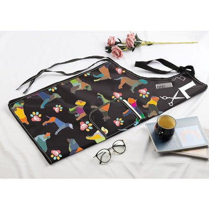 MBMSO Dog Grooming Apron Dog Kitchen Cooking Apron Dog Lover Gift for Groomer Waterproof Apron Colorful Dog Apron with Pocket
