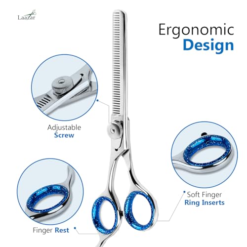 Laazar Pro Shears Thinning Pet Grooming Shear - 6.5 42 Teeth Scissors for dogs cats and pets - size: 6.5 Inch