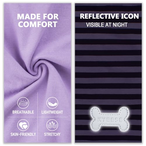 KYEESE 2Pack Dog Shirt, Soft Striped Dogs T Shirts, Lightweight Doggie Tank Top Cat Clothes, Sleeveless Dog Shirt for Small Dogs, Stretchy Pet Vest, Purple, Medium - color: 03# 2Pack (Purple+Purple Striped), size: Medium (7-13lbs)