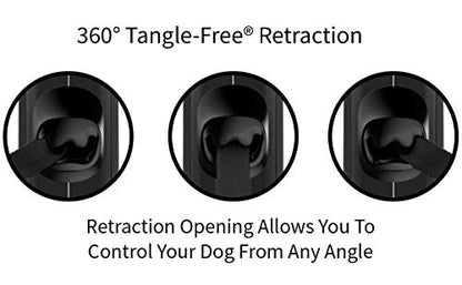 TUG 360° Tangle-Free Retractable Dog Leash with Anti-Slip Handle | 16 ft Strong Nylon Tape | One-Handed Brake, Pause, Lock (Small, Black/Grey) - color: Black/Grey, size: Small
