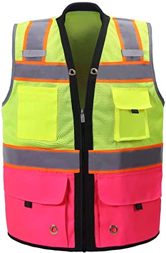 Shine Bright Safety Vest - High Visibility with Reflective Straps and Pockets – Premium, Soft, Durable, and Breathable - color: Pink, size: X-Small