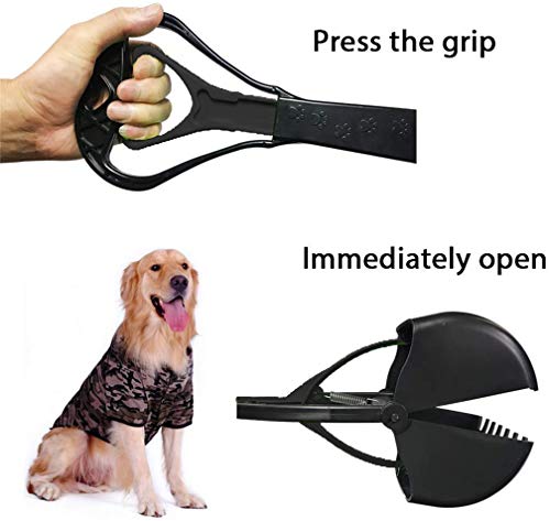 Pet Pooper Scooper, 24" Long Handle Portable Poop Scooper for Large and Small Dogs Cats, Foldable Dog Poop Pick Up Tool, Sturdy Garbage Rake Picker for Garden Backyard Grass Dirt Gravel (Black) - color: Black