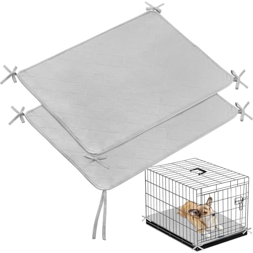 Waterproof Dog Crate Mat with Rope 2 Pack (24’’X18’’), Washable Pee Pads for Dogs, Non-Slip Training Pads for Dogs, Fits 24 Inch Dog Crate - size: Small 24"X18"