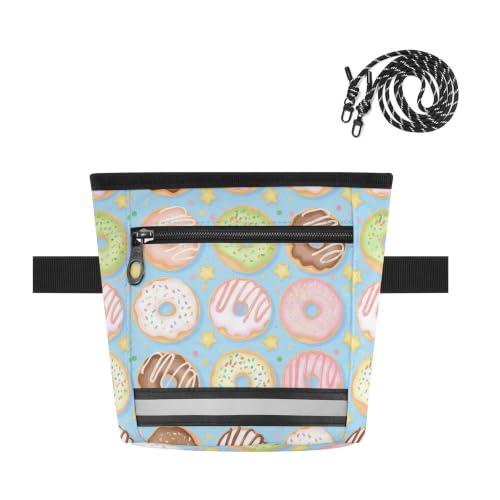 Donut Water-Resistant Dog Treat Pouch, 3 Ways to Wear Treat Bag with Magnetic Closure & Reflective Strip, Hands-Free for Pet Training, Walking