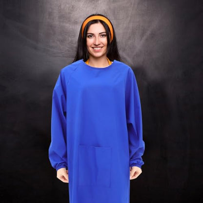 HOMSFOU Waterproof Apron with Long Sleeves Oilproof and Easy to Maintain Smock for Dishwashing Kitchen Work - color: Blue