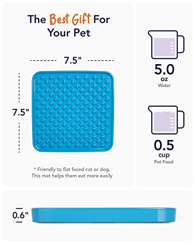 LE TAUCI PET Slow Feeder Dog Bowl, 7.5 Inch Lick Mat for Medium and Large Breed, Anxiety Relief Licking Mat, Puzzle Feeder for Peanut Butter, Treats, Pet Enrichment Toys, Cross Blue - color: Cross Blue