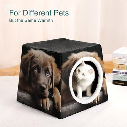 Collapsible Soft Dog Crate Pet Kennel Houses Puppies Dog Printed Lightweight Travel Crate Kennel Indoor & Outdoor, 13.8"x13.8"x11.8"
