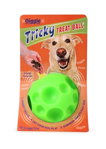 Omega Paw Giggle Tricky Treat Ball Large, Dog Toy, Treat Dispensing Toy