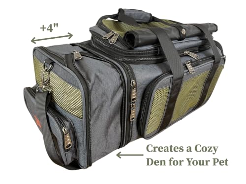 Two-Room Pet Carrier | 18x11x9 | Airline Approved Pet Carrier | 3-Way Expandable | Small Dog Carrier | Cat Carrier | Removable Wheels | Patent Pending