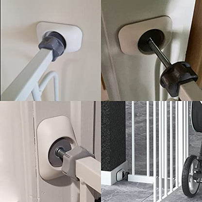 Baby Gate Extender Extention-4 Pack M8 (8MM) Baby and Pet Safety Stair Gate Threaded Spindle Rods Replacement Parts Bundle with Wall Protector (Round-White-4 Pack)