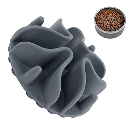 Jaoul Slow Feeder Dog Bowls Insert, Puzzle Slow Feeder Insert with 21 Octopus Suction Cups for Small Breed Dog Food Bowls (4 inch, Grey) - color: Grey, size: Small(4inch)