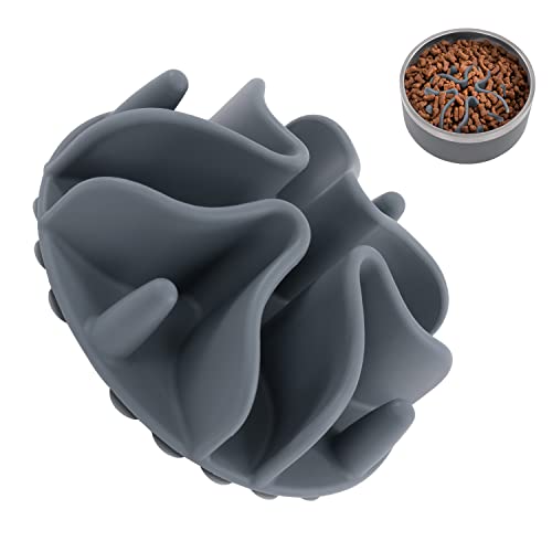 Jaoul Slow Feeder Dog Bowls Insert, Puzzle Slow Feeder Insert with 30 Octopus Suction Cups for Small Medium Large Size Dog Food Bowl (4.72 inch, Grey) - color: Grey, size: Medium(4.72 inch)