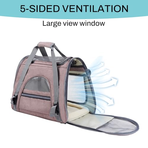 Airline Approved Soft-Sided Pet Carrier for Cats & Small Dogs - Ventilated Travel Bag with Removable Mat, Under 15 lbs, Red - color: Red