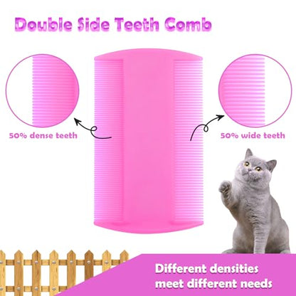 Flea Comb for Cats Dogs, 6 Pack Pet Lice Comb Set Pet Grooming Pets for Small, Medium & Large Pets（Pink） - color: Pink
