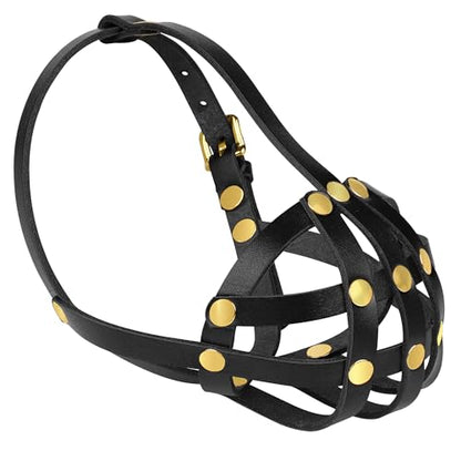 OOPSDOGGY French Bulldog Dog Muzzle for Short Snout Dog - Leather Breathable Secure Basket Muzzle for Frenchie Prevents Biting No Chewing Adjustable (Black) - color: Black