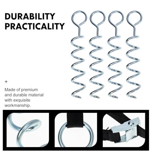 Luxshiny Spiral Shaped Dog Stake and Portable Tent Ground Anchor, Wear-Resistant Steel Pet Tie-Out Stake with Strap, Heavy Duty Camping and Outdoor Ground Peg for Securing Tents and Pets