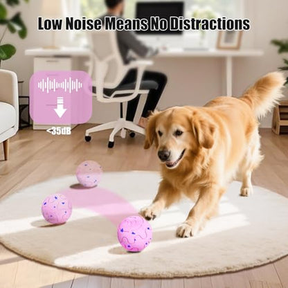 Interactive Dog Ball Toy, Smart Dog Toy for Medium and Large Dogs, Automatic Moving Rotating & Bouncing Ball, Durable E-TPU Material, IP54 Waterproof, Motion-Activated Dog Toy for Active Dogs - color: Pink