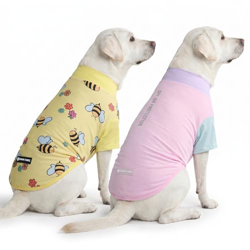 Spark Paws Sunblock Dog T-Shirt, SPF30 Protection, Lightweight Breathable Quick Dry for Dogs with Sensitive Skin - Bees & Gelato (Set of 2) - Size 3XL - color: Bees & Gelato, size: 3XL: 60-80lbs