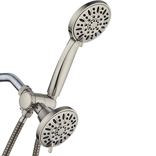 AquaDance Brushed Nickel Premium High Pressure 48-setting 3-Way Combo for The Best of Both Worlds – Enjoy Luxurious 6-setting Rain Shower Head and 6-Setting Hand Held Shower Separately or Together - color: Brushed Nickel
