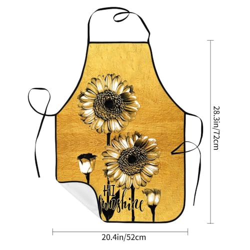 Women Men Bib Aprons Chef Cooking Apron With Pockets For Kitchen Grilling Bbq Painting Gardening - color: Sunflower