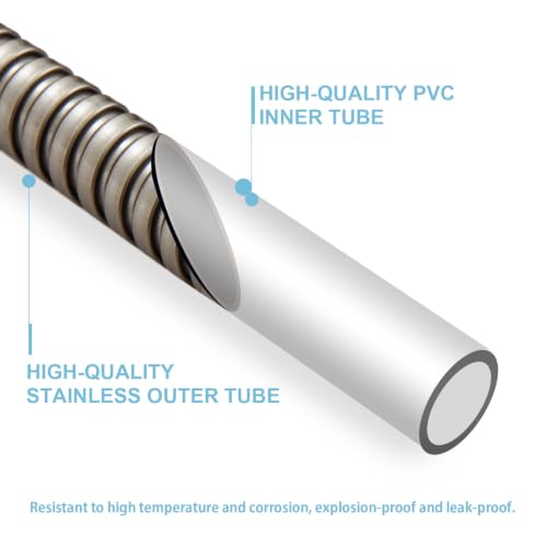 OFFO Shower Hose, Brushed Nickel Kink Free Stainless Steel Shower Hose Attachment Electroplating Handheld Shower Head Hose Flex Hoses Extension with Brass Insert & Nut for Pet Bathing Cleaning 60 in - color: Brushed Nickel, size: 60 in