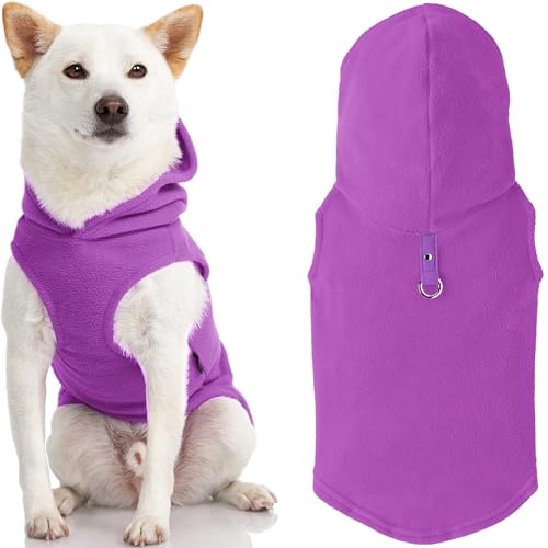 Gooby - Fleece Vest Hoodie, Small Dog Pull Over Hooded Fleece Jacket with Leash Ring, Purple, X-Small - color: Purple, size: X-Small (Around 4-lb)